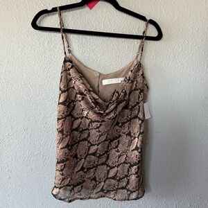 ASTR Snake Print Cowl Neck Top